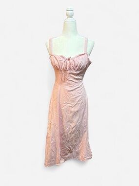 Pink Strappy Midi Dress with Sweetheart Neckline